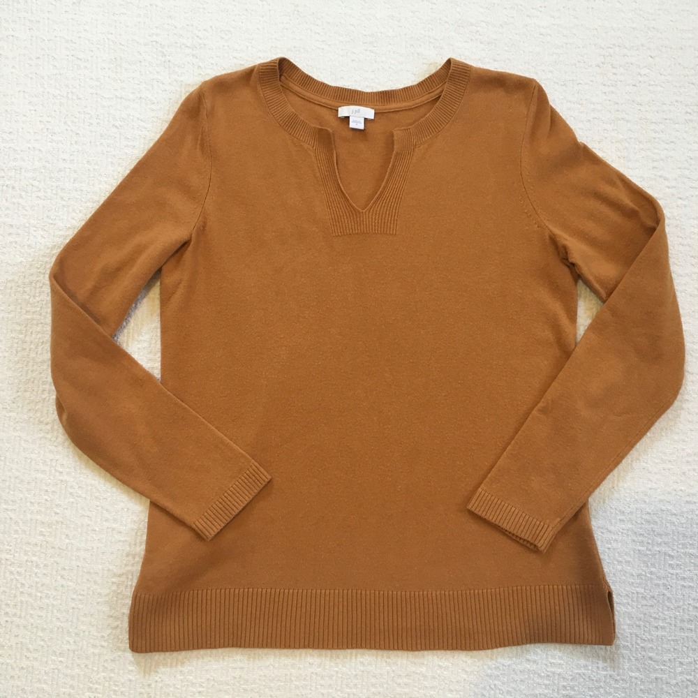J Jill Womens Sweater Long Sleeve V‎ Neck Pullover Muted Copper Size S